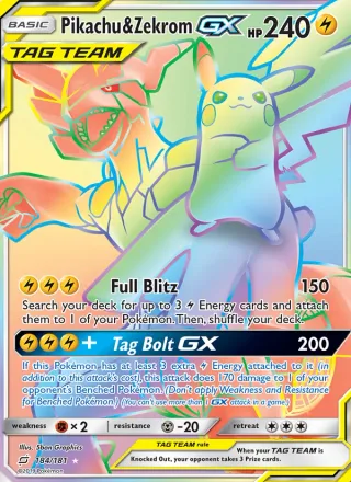 Pikachu & Zekrom GX #184 · Team Up Pokémon card
