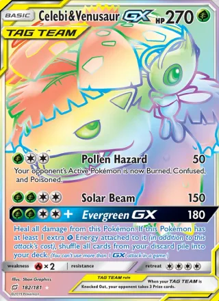 Celebi & Venusaur GX #182 · Team Up Pokémon card