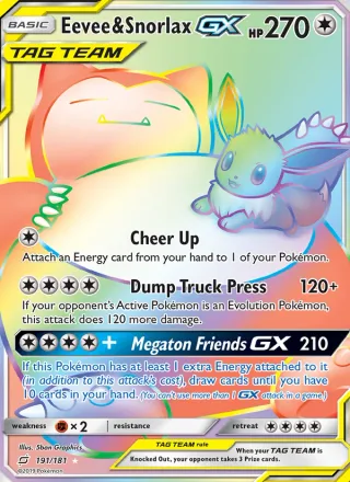 Eevee & Snorlax GX #191 · Team Up Pokémon card