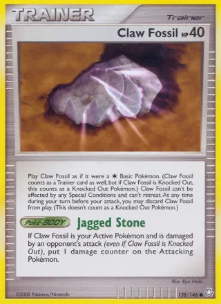 Claw Fossil #138 · Legends Awakened Pokémon card