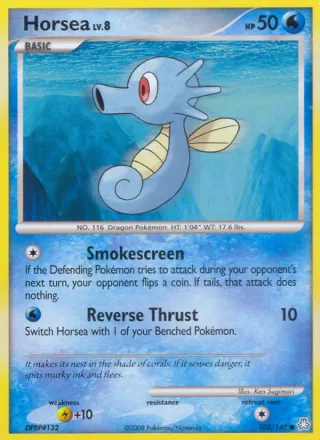 Horsea #102 · Legends Awakened Pokémon card