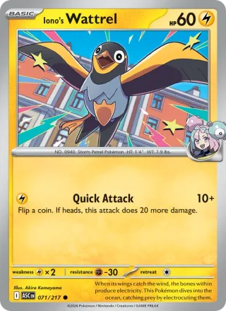 Iono's Wattrel #071 · Ascended Heroes Pokémon card