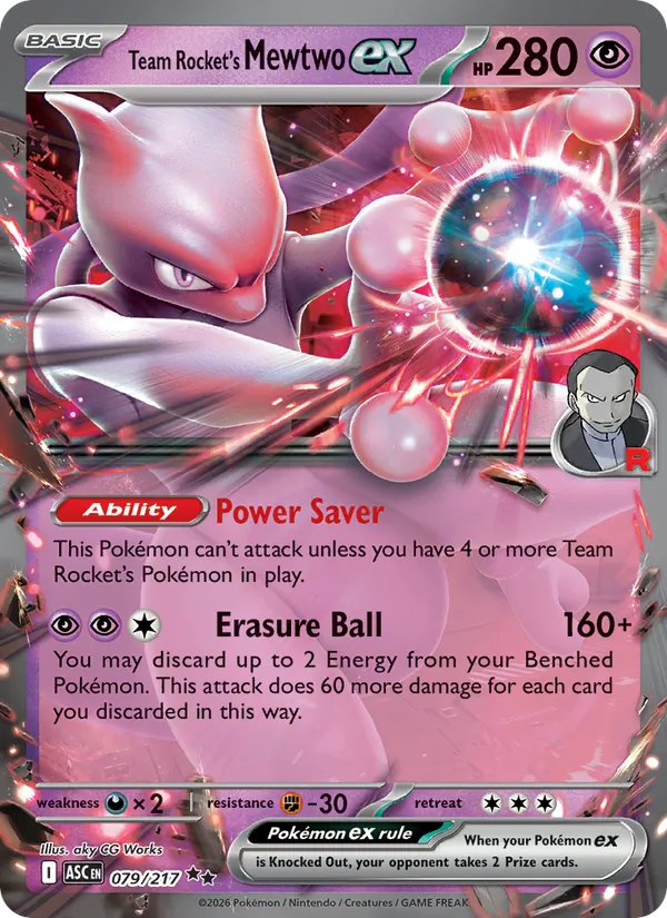 Team Rocket's Mewtwo ex full card art