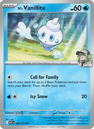 N's Vanillite #049 · Ascended Heroes Pokémon card