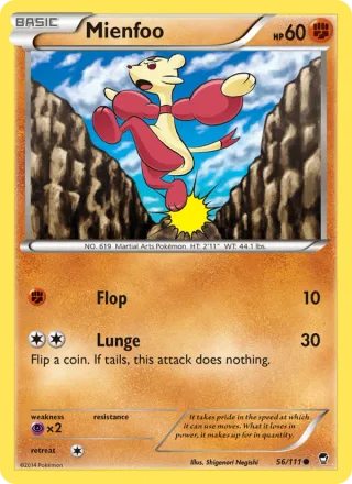 Mienfoo #56 · Furious Fists Pokémon card