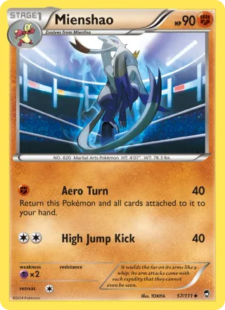 Mienshao #57 · Furious Fists Pokémon card