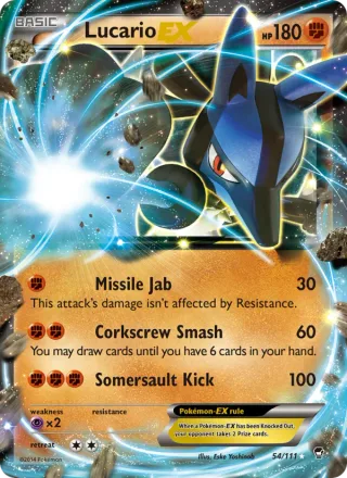 Lucario EX #54 · Furious Fists Pokémon card
