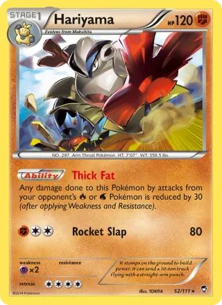 Hariyama #52 · Furious Fists Pokémon card