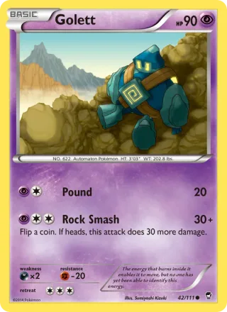 Golett #42 · Furious Fists Pokémon card