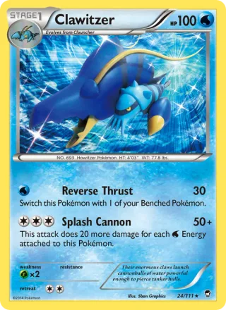 Clawitzer #24 · Furious Fists Pokémon card
