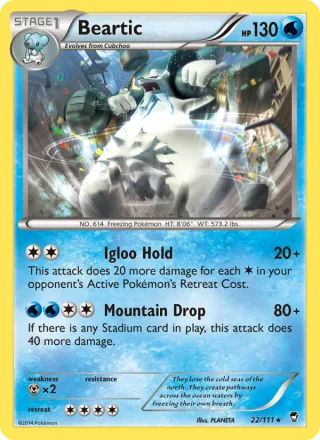 Beartic #22 · Furious Fists Pokémon card