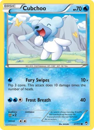 Cubchoo #21 · Furious Fists Pokémon card