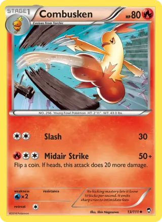 Combusken #13 · Furious Fists Pokémon card