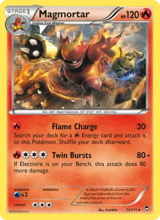 Magmortar #11 · Furious Fists Pokémon card