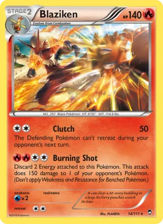 Blaziken #14 · Furious Fists Pokémon card