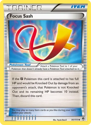 Focus Sash #91 · Furious Fists Pokémon card