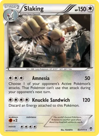Slaking #83 · Furious Fists Pokémon card