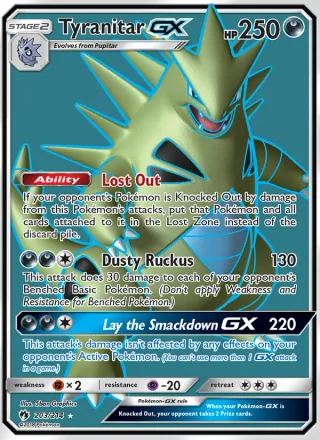 Tyranitar GX #203 · Lost Thunder Pokémon card