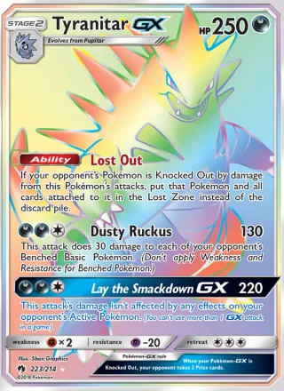 Tyranitar GX #223 · Lost Thunder Pokémon card