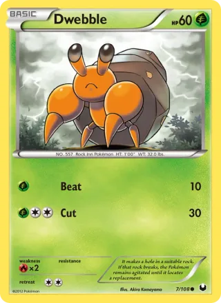 Dwebble #7 · Dark Explorers Pokémon card