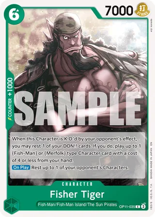 Fisher Tiger #OP11-035 · A Fist of Divine Speed Release Event Cards One Piece card