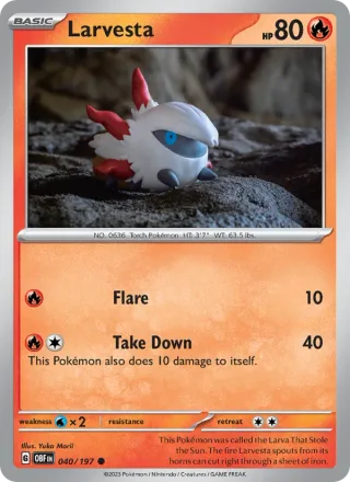 Larvesta #040 · Obsidian Flames Pokémon card