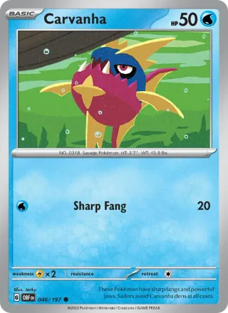 Carvanha #046 · Obsidian Flames Pokémon card