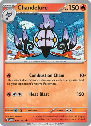 Chandelure #038 · Obsidian Flames Pokémon card