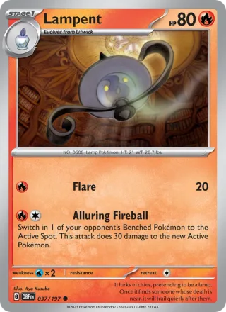 Lampent #037 · Obsidian Flames Pokémon card