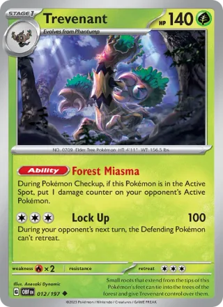 Trevenant #012 · Obsidian Flames Pokémon card