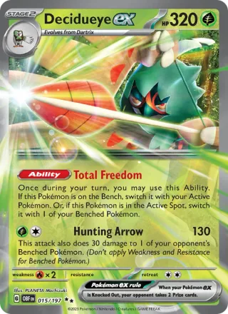 Decidueye ex #015 · Obsidian Flames Pokémon card
