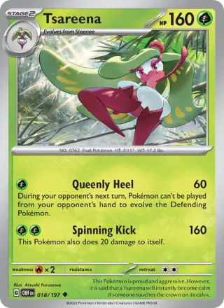 Tsareena #018 · Obsidian Flames Pokémon card