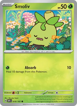 Smoliv #019 · Obsidian Flames Pokémon card