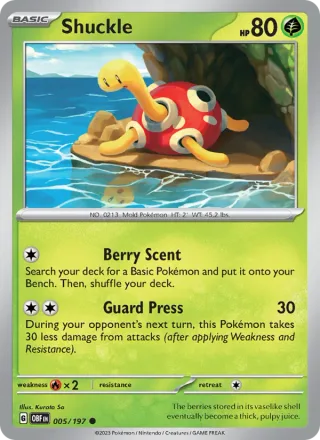 Shuckle #005 · Obsidian Flames Pokémon card