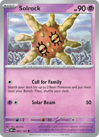 Solrock #093 · Obsidian Flames Pokémon card