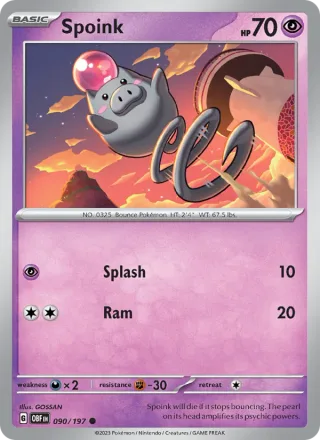 Spoink #090 · Obsidian Flames Pokémon card