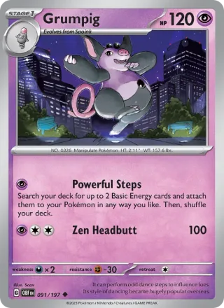 Grumpig #091 · Obsidian Flames Pokémon card