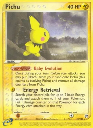 Pichu #20 · Sandstorm Pokémon card