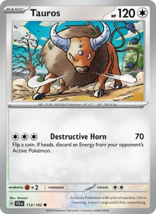 Tauros #112 · Stellar Crown Pokémon card