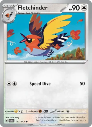 Fletchinder #122 · Stellar Crown Pokémon card