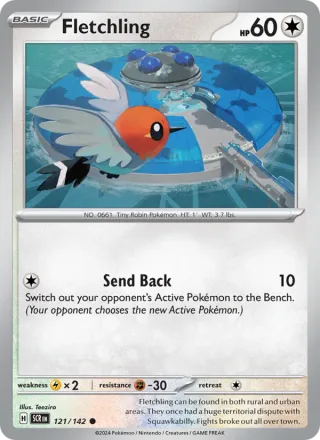 Fletchling #121 · Stellar Crown Pokémon card