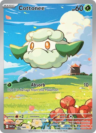 Cottonee #090 · White Flare Pokémon card