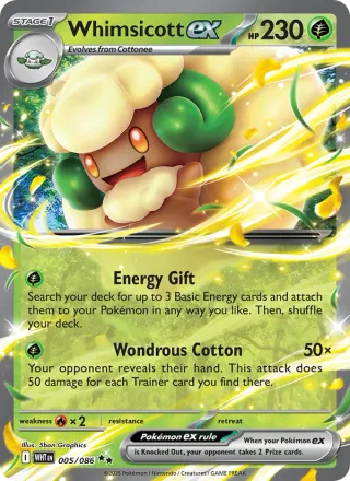Whimsicott ex #005 · White Flare Pokémon card