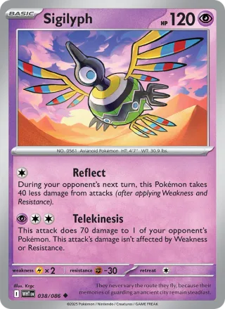Sigilyph #038 · White Flare Pokémon card