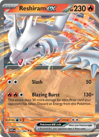Reshiram ex #020 · White Flare Pokémon card