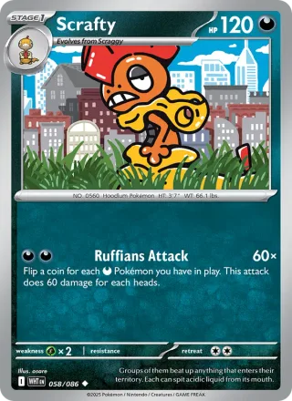 Scrafty #058 · White Flare Pokémon card