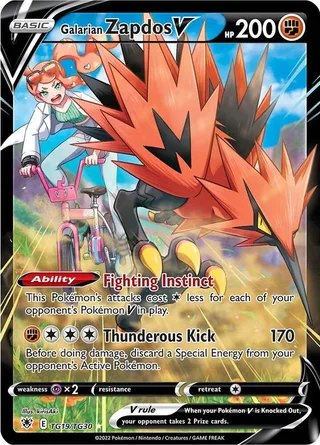 Galarian Zapdos V #TG19 · Astral Radiance Trainer Gallery Pokémon card