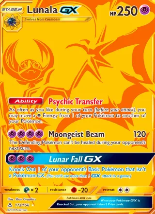 Lunala GX #172 · Ultra Prism Pokémon card