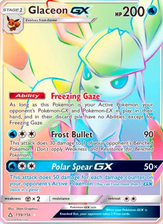 Glaceon GX #159 · Ultra Prism Pokémon card