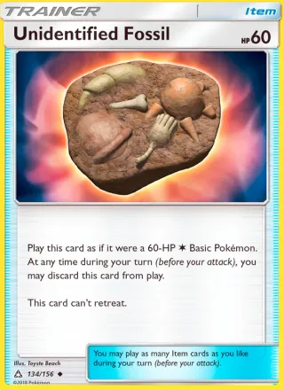 Unidentified Fossil #134 · Ultra Prism Pokémon card